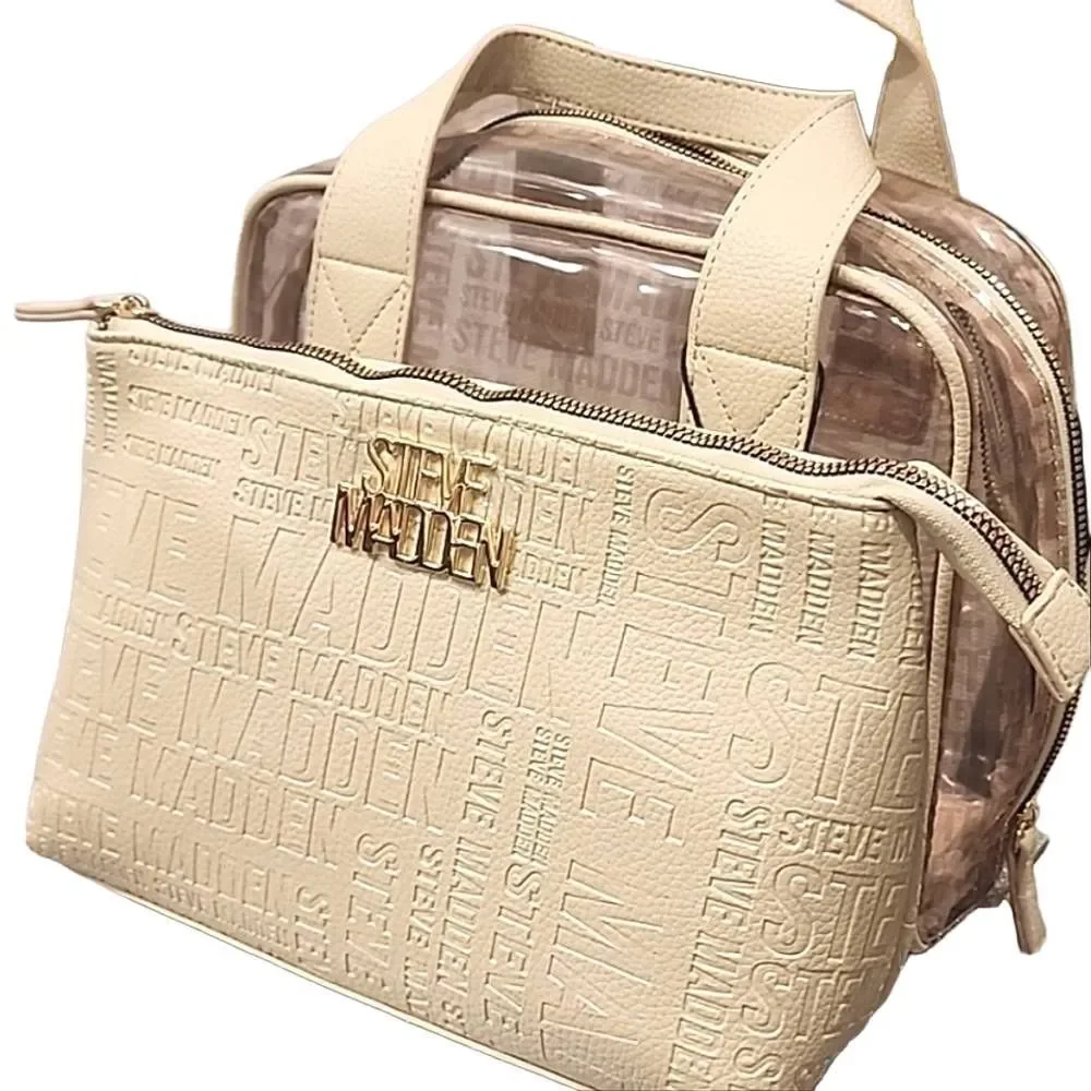 Steve Madden Logo Oatmilk Cosmetic Case‎